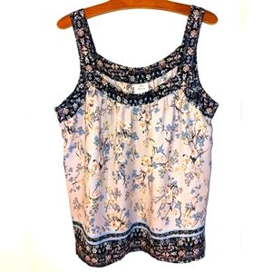 Knox Rose Women's Flowy Summer Blouse Pink Navy XLarge XL Pink Navy